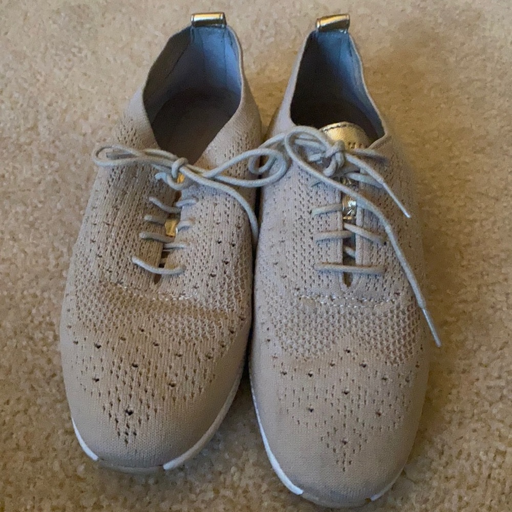 Beige and Gold Cole Haan zero grand
